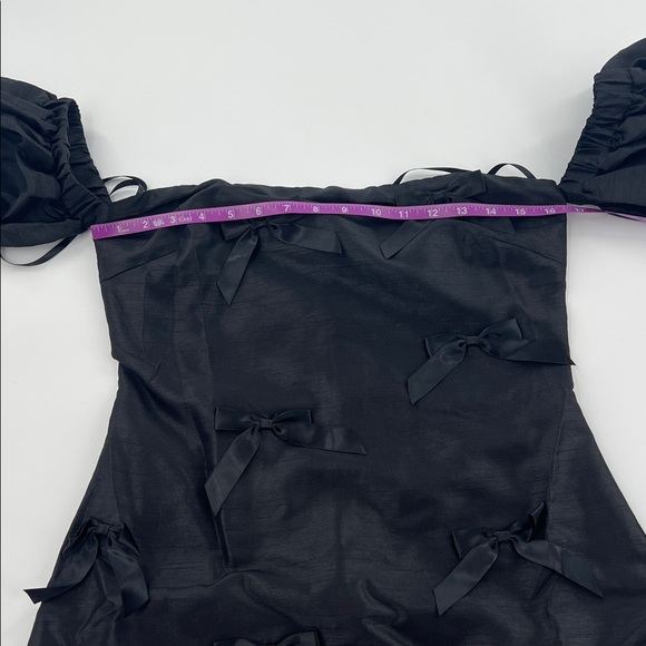 Hutch Black Off-Shoulder Dress whimsigoth bows feminine LBD valentine S NWT - Picture 6 of 10